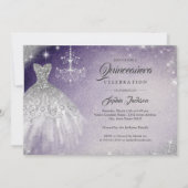 Invitation Silver Doux Violet Dentelle Diamant Gown Quinceane (Dos)
