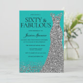 Invitation Silver Dress Elegance 60 & Fabulous! 60th Birthday (Debout devant)