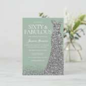 Invitation Silver Dress & Sage Sixty & Fabulous 60th Birthday (Debout devant)