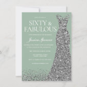Invitation Silver Dress & Sage Sixty & Fabulous 60th Birthday (Devant)