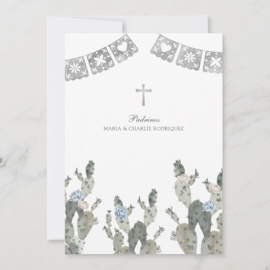 Invitation Silver Dusty Blue Cowboy espagnol Bautizo (Dos)