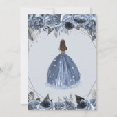 Invitation Silver Dusty Blue Floral Princesse Quinceañera (Dos)