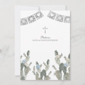 Invitation Silver Dusty Blue Mexicain Cactus Bautizo (Dos)