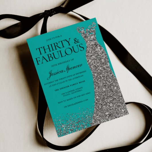 Invitation Silver Elegance 30 & Fabulous! 30th Birthday