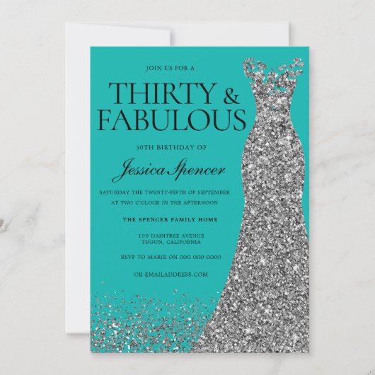 Invitation Silver Elegance 30 & Fabulous! 30th Birthday (Devant)
