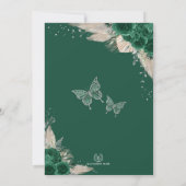Invitation Silver Emerald Green Boho Roses Quinceañera Party (Dos)