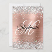 Invitation Silver et or Rose fantaisie Monogram Quinceañera (Dos)