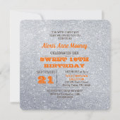 Invitation Silver et Topaz Orange Parties scintillant Sweet 1 (Devant)