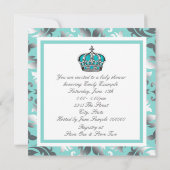 Invitation Silver et Turquoise Blue Prince Baby Boy Douche (Dos)