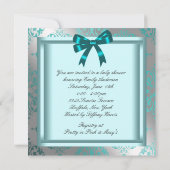 Invitation Silver et Turquoise Blue Princess Baby Girl Douche (Dos)