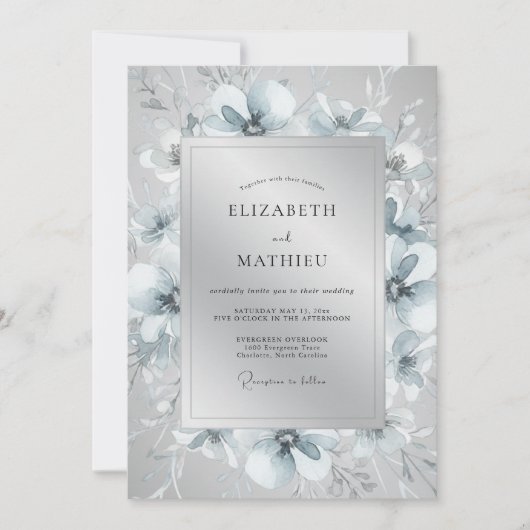 Invitation Silver Ethereal Winter Wedding (Devant)