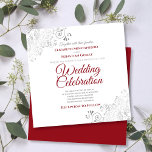 Invitation Silver Filigree Elegant Carré rouge et blanc Maria<br><div class="desc">Cette belle faire-part de mariage présente un design simple mais élégant de texte rouge et gris sur un arrière - plan blanc avec des frises florales en faux feuille d'argent ou de la filigree dans les coins. Bienvenue à vos invités pour partager votre journée de célébration mariage spéciale avec ces...</div>