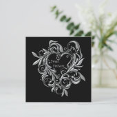 Invitation Silver Filigree Heart Sweet 16 Party (Debout devant)