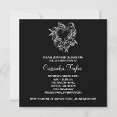 Invitation Silver Filigree Heart Sweet 16 Party (Dos)