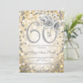 Invitation Silver Floral 60e anniversaire Glam Lights or (Debout devant)