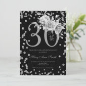 Invitation Silver Floral & Confetti 30e anniversaire fête Noi (Debout devant)