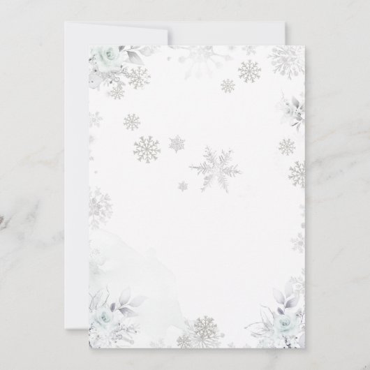 Invitation Silver Floral Snow In Love Christmas Tree Birthday (Dos)