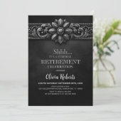 Invitation Silver Flower Black Surprise Retirement Party (Debout devant)