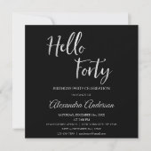 Invitation Silver Foil Bonjour 40 Quarante Anniversaire (Devant)