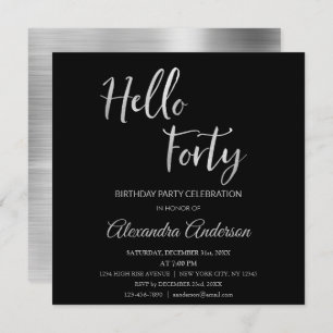 Invitation Silver Foil Bonjour 40 Quarante Anniversaire