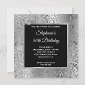 Invitation Silver Foil Leopard Black Overlay 50e anniversaire (Devant)