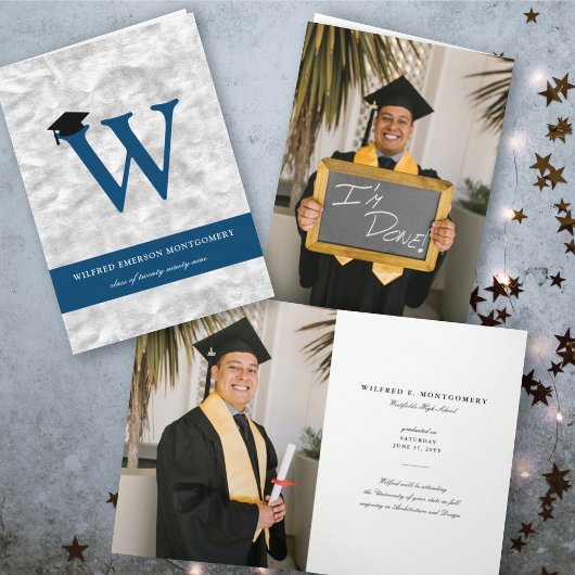 Invitation Silver Foil Monogramme Alphabet W Moderne Photo Gr