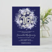 Invitation Silver Foil Sweet 16 Ballons Anniversaires Royal B (Debout devant)