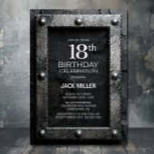 Invitation Silver Frame Black Slate 18th Birthday Party