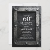 Invitation Silver Frame Black Slate 60th Birthday Party (Devant)