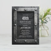 Invitation Silver Frame Black Slate Any Age Birthday Party (Debout devant)