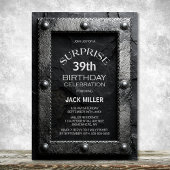 Invitation Silver Frame Black Slate Surprise Birthday Party