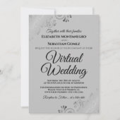 Invitation Silver Frills Elegant Grey Mariage virtuel (Devant)