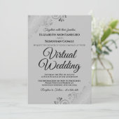 Invitation Silver Frills Elegant Grey Mariage virtuel (Debout devant)