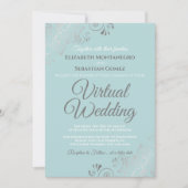 Invitation Silver Frills Pale Turquoise et gris Mariage virtu (Devant)