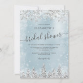 Invitation Silver glace bleu neige de pin nuptiale d'hiver (Devant)