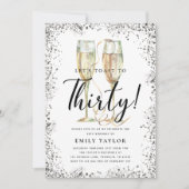 Invitation Silver Glitter 30th Birthday Party (Devant)
