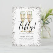 Invitation Silver Glitter 50th Birthday Party (Debout devant)