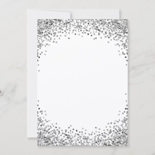 Invitation Silver Glitter Border White 50th Birthday (Dos)