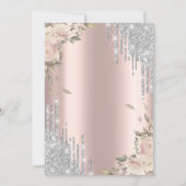 Invitation Silver Glitter Drips Flowers Rose Gold 60th  (Dos)