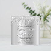 Invitation Silver Glitter Drips Shimmer Ombre Drop Shadow (Debout devant)