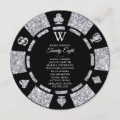 Invitation Silver Glitter Monogram Poker Chip Casino Wedding (Devant)