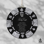 Invitation Silver Glitter Monogram Poker Chip Casino Wedding