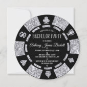 Invitation Silver Glitter Poker Chip Las Vegas Bachelor Party (Devant)