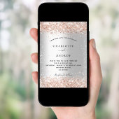 Invitation Silver glitter rose gold sparkle wedding