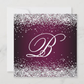 Invitation Silver Glitter Wine Dark Ombre 40th Birthday (Dos)