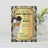 Invitation Silver Gold & Black Flapper African American Girl (Debout devant)