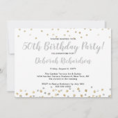 Invitation Silver Gold Confetti Photo Collage 50e anniversair (Dos)