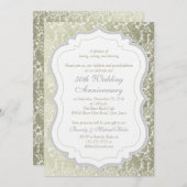 Invitation Silver Gold Damask 50e anniversaire Mariage (Devant / Derrière)