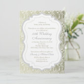 Invitation Silver Gold Damask 50e anniversaire Mariage (Debout devant)