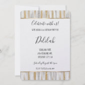 Invitation Silver Gold Glam Stripes Birthday (Devant)